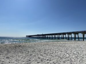 Pier, beach and ocean at Panama City Beach